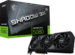  MSI Video Card Nvidia GeForce RTX 5080 16G SHADOW 3X OC, 16GB GDDR7, 256bit, Effective Memory Clock: 30000MHz, Boost: 2640 MHz, 10752 CUDA Cores, PCIe 5.0, 3x DP 2.1b, HDMI 2.1b, RAY TRACING, Triple Fan, 1x16pin, 850W Recommended PSU, 3Y