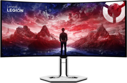Монитор Геймърски Lenovo - 34" WQHD, 3440x1440 OLED, Антирефлексен, 800R кривина, 0,03 ms., Честота на опресняване 240 Hz, Черно - бял