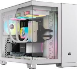 Кутия Corsair 2500X Tempered Glass mATX Mid-Tower, White