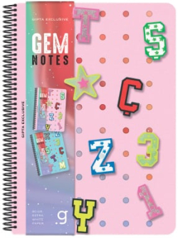Gipta Тетрадка Gem Notes, A5, бяла хартия, широки редове, PP корица, със спирала, 80 листа