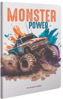  Gipta Тетрадка Monster, A4, бяла хартия, широки редове, картонена корица, 60 листа
