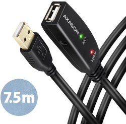 Кабел/адаптер Cable USB2 A-A M-F+Repeater, 7.5m, AXAGON ADR-207