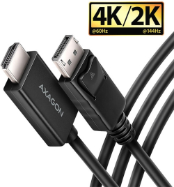 Кабел/адаптер Cable DP M - HDMI M, 1.8m, 4K-60Hz, AXAGON RVD-HI20C2