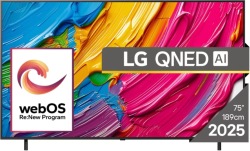  LG 75QNED80A3A, 75" 4K QNED HDR Smart TV, 3840x2160, DVB-T2-C-S2, Alpha 7 AI Processor, HDR10 - HLG, webOS 25 ThinQ, VRR - ALLM - HGiG, 4K Upscaling, WiFi 5, Voice Controll, Bluetooth 5.1, AirPlay 2, LAN, CI, HDMI, SPDIF, Google Cast, 2 pole Stand