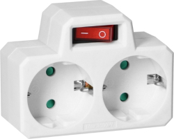  Адаптер за контакт 2x 2P+E Шуко с ключ I/O Бял - Orno OR-AE-13187(GS)