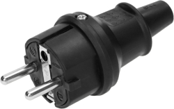  Щепсел 2P+Е 16A гумиран прав IP44 Mini Черен - Orno OR-AE-13222