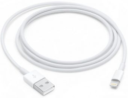 USB кабел Apple, USB към Lightning, 1 м, бял