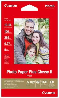  Canon Фото хартия Plus Glossy PP-201, 265 g-m2, 10 х 15 cm, 100 листа
