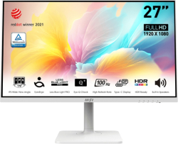 Монитор MSI Modern MD2712PW, 27", 100Hz, 1ms, IPS, 1920x1080 (FHD), HDR Ready, EyesErgo, AG, 1xHDMI1.4, 1xTypeC DP, Бял