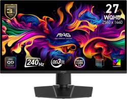 Монитор MSI MAG 271QP QD-OLED X24, 26.5", 240Hz, 0.03ms, 2560x1440 (WQHD), 2xHDMI 2.1, Pivot, Heigh Adj., VESA, Black