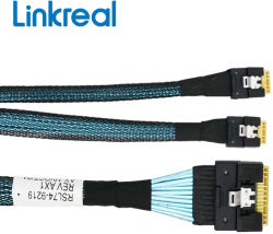 Кабел/адаптер LR-Link Slim SAS SFF-8654 8i to 2xSFF-8654 4i Cable - 0.8 meters