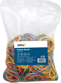  Office 1 Ластици, 90% каучук, цветни, 500 g