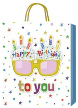  Подаръчна торбичка Happy Birthday, кексчета, 3D, 26 х 32 х 10 cm