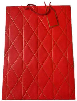  Подаръчна торбичка, каре, 30 х 42 х 12 cm, червена