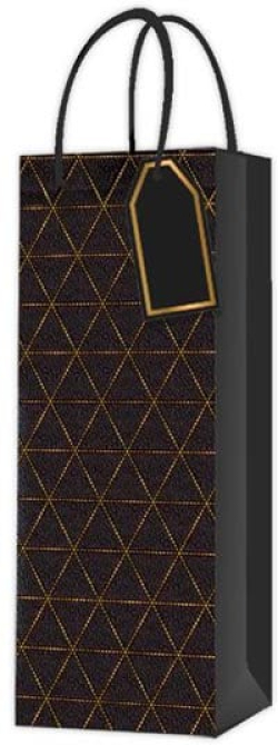  Торбичка за вино, дизайн 4, 12 х 35 х 9 cm, черна