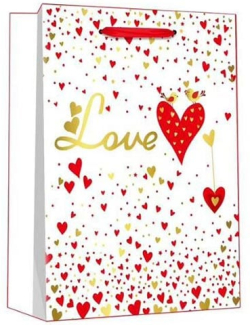 Подаръчна торбичка Love, 26 х 32 х 12 cm, снежнобяла