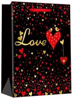  Подаръчна торбичка Love, 26 х 32 х 12 cm, черна