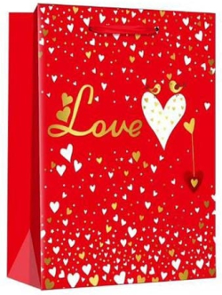  Подаръчна торбичка Love, 26 х 32 х 12 cm, червена