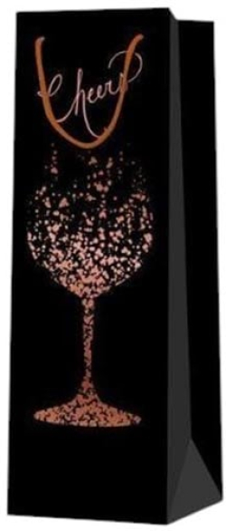  Торбичка за вино Cheers, чаша, 12 х 35 х 9 cm, черна