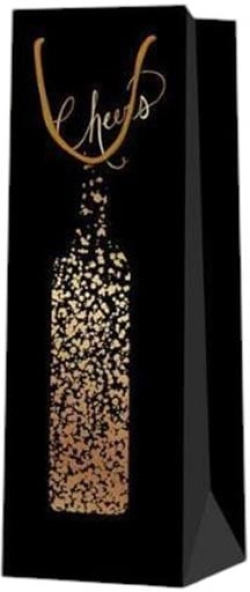  Торбичка за вино Cheers, бутилка, 12 х 35 х 9 cm, черна