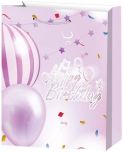  Подаръчна торбичка Happy Birthday, 26 х 32 х 10 cm, лилава