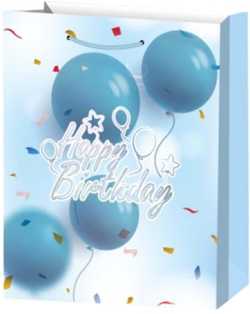  Подаръчна торбичка Happy Birthday, 26 х 32 х 10 cm, синя
