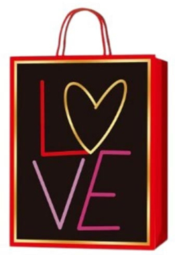  Подаръчна торбичка Love, 18 х 23 х 8 cm, черна