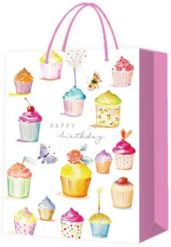 Подаръчна торбичка Happy Birthday, кексчета, 30 х 41.5 х 12 cm