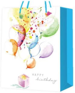  Подаръчна торбичка Happy Birthday, балони, 30 х 41.5 х 12 cm