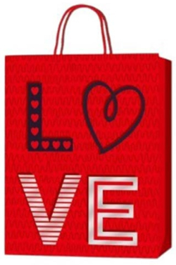  Подаръчна торбичка Love, 18 х 23 х 8 cm, червена