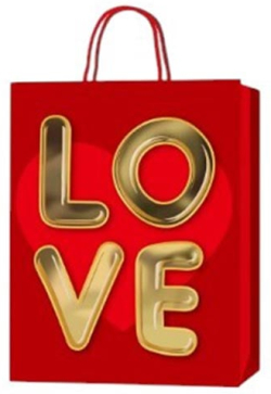  Подаръчна торбичка Love, 18 х 23 х 8 cm, златиста