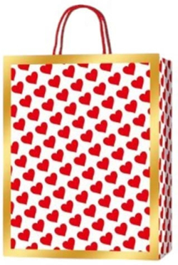  Подаръчна торбичка Love, 18 х 23 х 8 cm, червени сърца