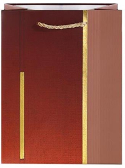  Подаръчна торбичка, 26 х 32 х 10 cm, червена, със златиста лента
