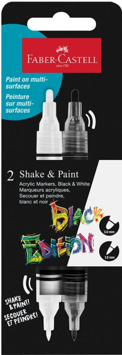  Faber-Castell Акрилен маркер Black Edition, черен и бял
