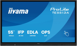 Интерактивна дъска/дисплей IIYAMA TE5513A-B1AG, 55'' IPS panel, Google EDLA, AG, 4K 3840x2160, 450cd/m2, 1200:1, 8ms, 2x HDMI, DP, 2x USB-C, 2x LAN