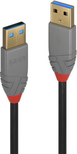 LINDY LNY-36752 :: Кабел USB 3.2, Type A-A, M-M, Anthra Line, черен, 2.0 м