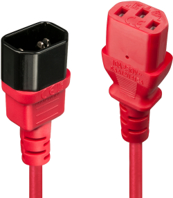 LINDY LNY-30477 :: Захранващ кабел, C14 към C13, удължителен, червен, 1.0 м