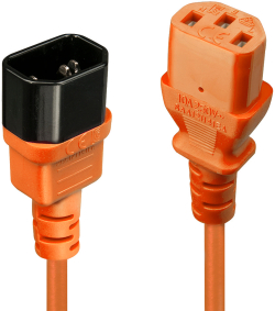 LINDY LNY-30474 :: Захранващ кабел, C14 към C13, удължителен, оранжев, 1.0 м