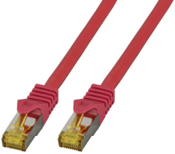 RJ45 Пач корда S-FTP, кат. 6A, LSZH, кат. 7 Raw cable, червена &mdash; 0.50 метра