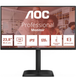 Монитор AOC 24E4U, 23.8" IPS WLED, 1920x1080@120Hz, 4ms GtG, 300cd m-2, 1500:1, 20M:1 DCR, Adaptive Sync