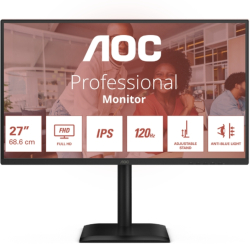 Монитор AOC 27E4U, 27" IPS WLED, 1920x1080@120Hz, 4ms GtG, 300cd m-2, 1500:1, 20M:1 DCR, Adaptive Sync, FlickerFree, Anti Blue Light