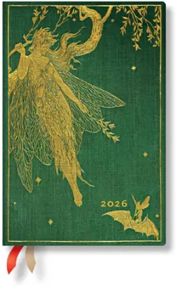  Paperblanks Планер Olive Fairy, Mini, 1 ден на страница, твърда корица, 208 листа, за 2026 година