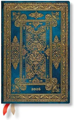  Paperblanks Планер Blue Luxe, Mini, хоризонтален, твърда корица, 80 листа, за 2026 година