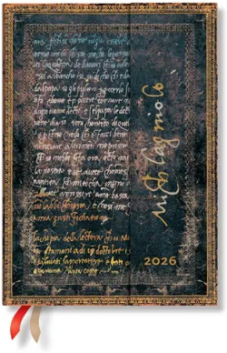  Paperblanks Планер Michelangelo, Midi, хоризонтален, твърда корица, 80 листа, за 2026 година