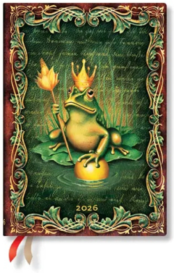 Paperblanks Планер Frog Prince, Midi, хоризонтален, твърда корица, 80 листа, за 2026 година