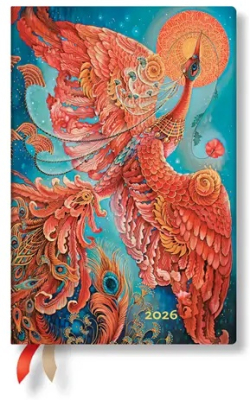  Paperblanks Планер Firebird, Mini, хоризонтален, мека корица, 88 листа, за 2026 година