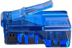 Конектор RJ45 8P8C за кръгъл кабел, категория 5е, син, 10 бр.