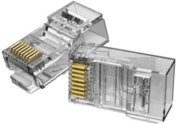 Кат. 6 конектор, UTP, RJ45 8P8C, за кръгъл кабел, без водач, 10 бр.