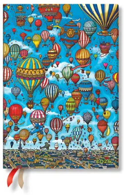  Paperblanks Планер Balloon Festival, Midi, 1 ден на страница, мека корица, 216 листа, за 2026 година