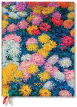  Paperblanks Планер Monet Chrysanthemums, Ultra, 1 ден на страница, мека корица, 216 листа, за 2026 година